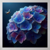 Hortensia's Floral Paarse en Blauw Poster (Voorkant)