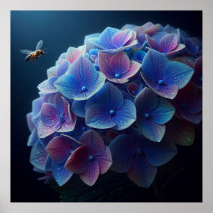 Hortensia's Floral Paarse en Blauw Poster