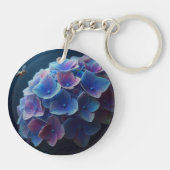 Hortensia's Floral Paarse en Blauw Sleutelhanger (Achterkant)
