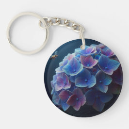 Hortensia's Floral Paarse en Blauw Sleutelhanger