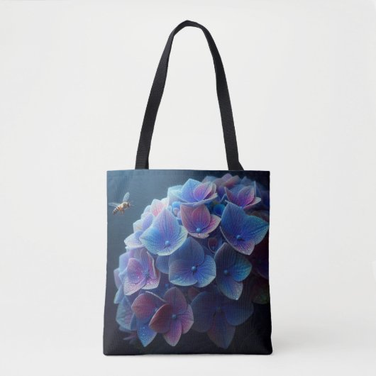 Hortensia's Floral Paarse en Blauw Tote Bag (Voorkant)