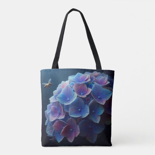 Hortensia's Floral Paarse en Blauw Tote Bag (Achterkant)
