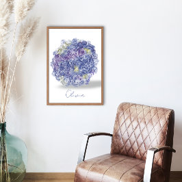 Hortensia's in aquarel met naam poster
