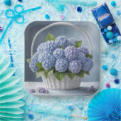 Hortensia's in rieten mand papieren bordje (Feest)