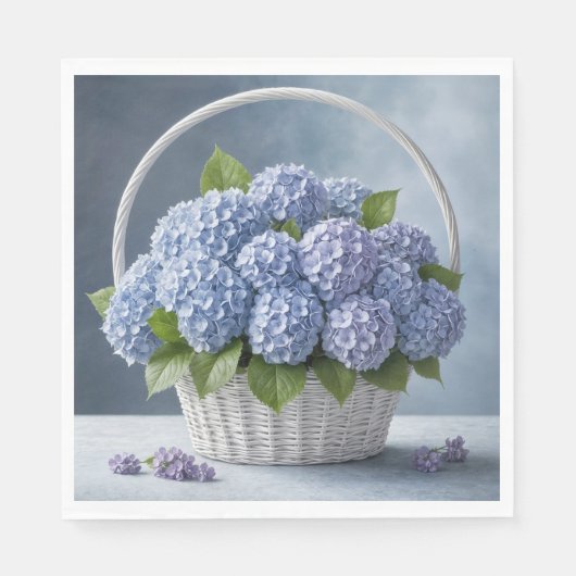 Hortensia's in rieten mand servet (Voorkant)