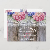 Hortensia's Kant en Boerderijhout Trouw Save the D Aankondigingskaart (Voorkant / Achterkant)