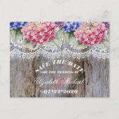 Hortensia's Kant en Boerderijhout Trouw Save the D Aankondigingskaart (Voorkant)