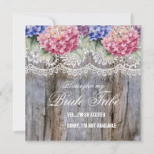 Hortensia's Kant en Schuur Hout Bruidsmeisje Verzo Kaart (Achterkant)