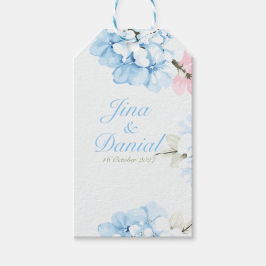 Hortensia's Pastel Bloei Cadeaulabel (Voorkant)