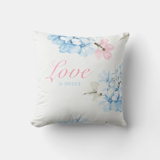 Hortensia's Pastel Bloei Kussen (Voorkant)