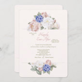 Hortensia's, pioenen en Rozen tweede bruiloft Kaart (Voorkant / Achterkant)