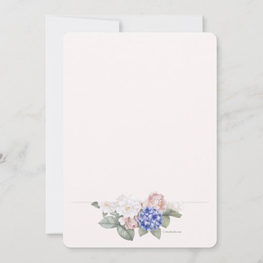 Hortensia's, pioenen en Rozen tweede bruiloft Kaart (Achterkant)
