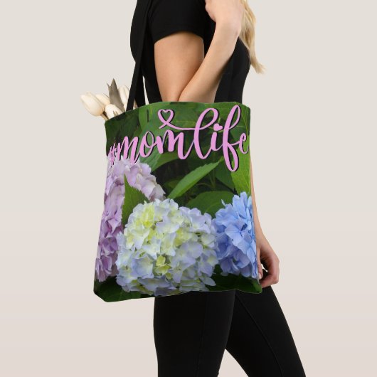 Hortensia's roze bloemen blauwe paarse bloemen Moe Tote Bag (Dichtbij)