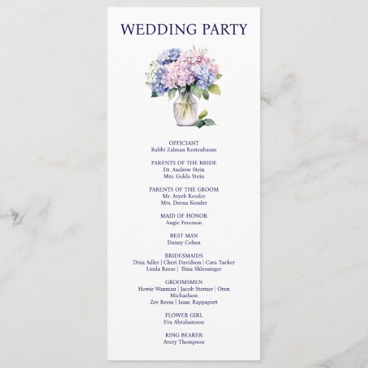 Hortensia's Spring Flowers Wedding Program Programmakaart (Achterkant)