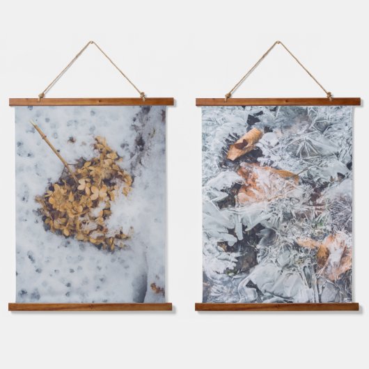 Hortensievloem op sneeuw en Magic ice Patroon Hangend Wandkleed (Dubbel)