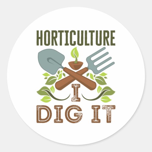 Horticultuur ik dig het ronde sticker (Voorkant)