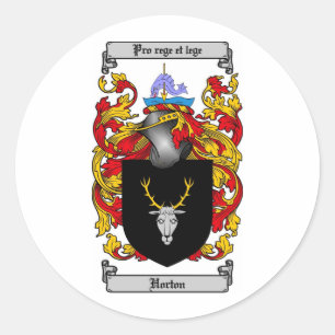 HORTON FAMILY CREST - HORTON COAT OF ARMS RONDE STICKER