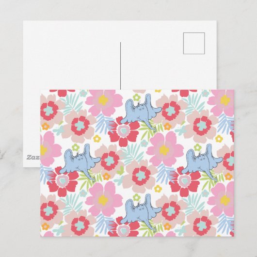 Horton hoort een Who | pastelbloempatroon Briefkaart (Voorkant / Achterkant)