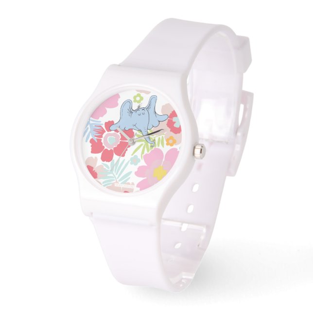 Horton hoort een Who | pastelbloempatroon Horloge (Hoek)