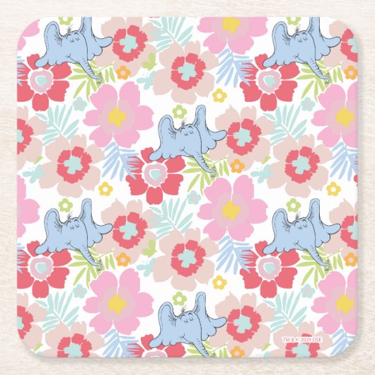 Horton hoort een Who | pastelbloempatroon Kartonnen Onderzetters (Voorkant)