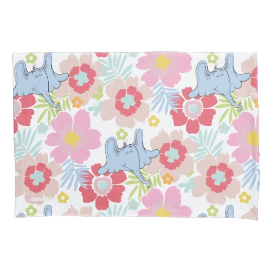 Horton hoort een Who | pastelbloempatroon Kussensloop (Voorkant-Links)