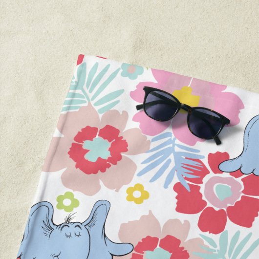 Horton hoort een Who | pastelbloempatroon Strandlaken (In situ)