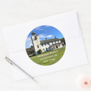 Horton Point Vuurtoren New York Ronde Stickers