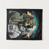 Horus Astronaut - Oude goden en ruimteverkenning Wandkleed (Voorkant (horizontaal))