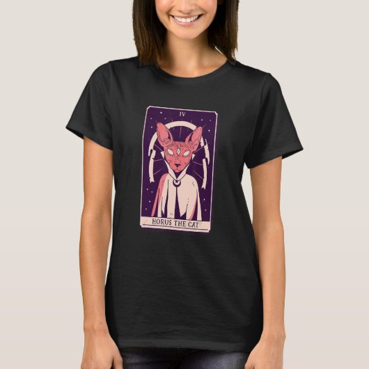 Horus Bingus de Cat Tarot Kaart T-shirt (Voorkant)