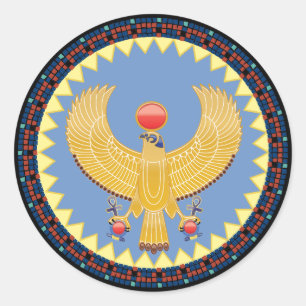 Horus, de God van Koningen in de Oude Egyptische s Ronde Sticker