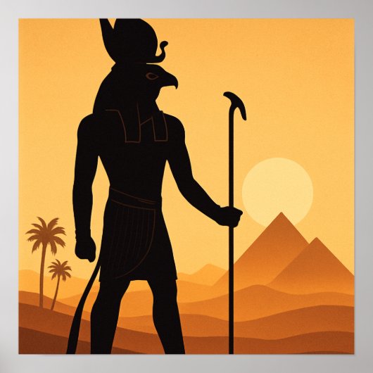 Horus Egyptian God Desert Sunset Poster Art (Voorkant)