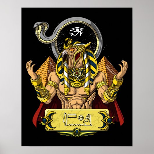 Horus Egyptian God Ra Pyramids Ancient Mythology Poster (Voorkant)