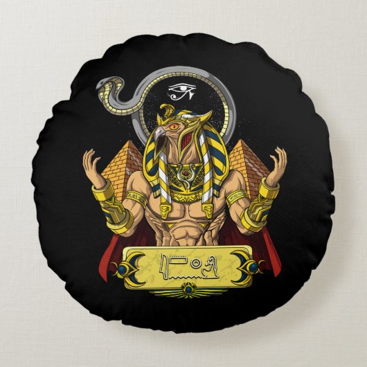 Horus Egyptian God Ra Pyramids Ancient Mythology Rond Kussen (Voorkant)