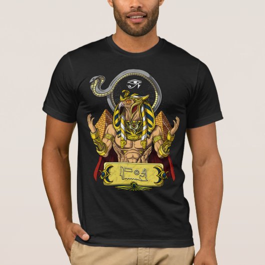 Horus Egyptian God Ra Pyramids Ancient Mythology T-shirt (Voorkant)