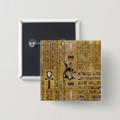 Horus - Egyptische Hor - Gold en Pearl Vierkante Button 5,1 Cm (Voorkant /achterkant)