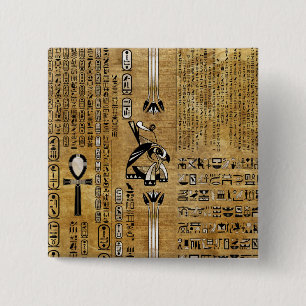 Horus - Egyptische Hor - Gold en Pearl Vierkante Button 5,1 Cm