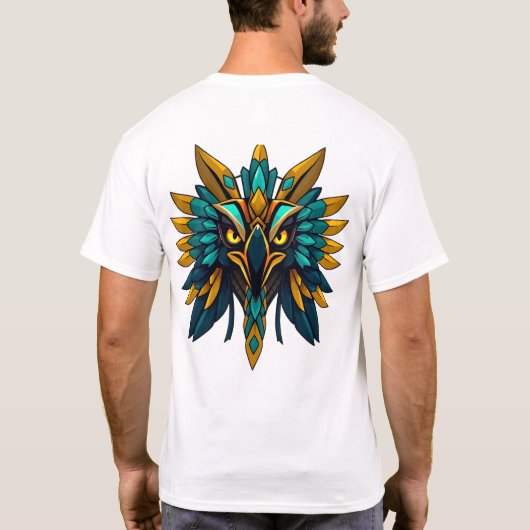 Horus Falcon God Gezicht Illustratie T-shirt (Achterkant)