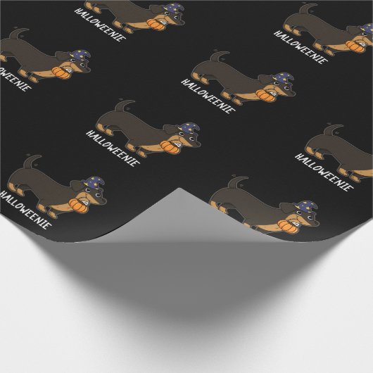 Horweenie Funny Sause Dog Pun Dark BG Cadeaupapier (Hoek)