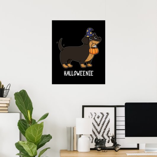 Horweenie Funny Sause Dog Pun Dark BG Poster (Thuiskantoor)