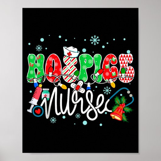 Hosce Nurse Funny Xmas Light Stethoscope Christmas Poster (Voorkant)