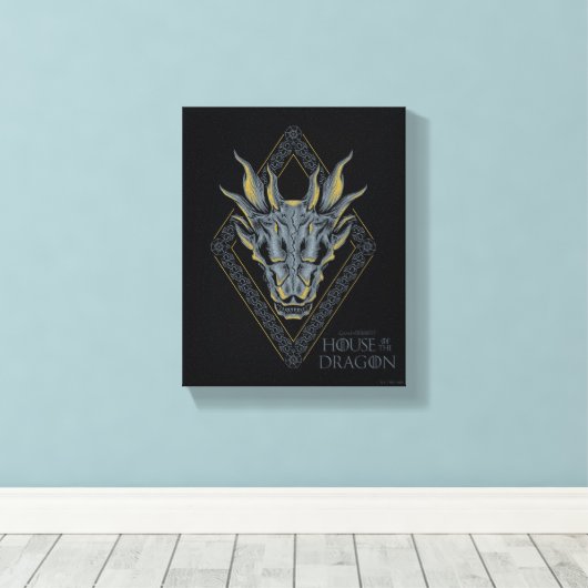 HOSE OF THE DRAGON Balerion Skull Diamond Crest Canvas Afdruk (Insitu (Houten vloer))