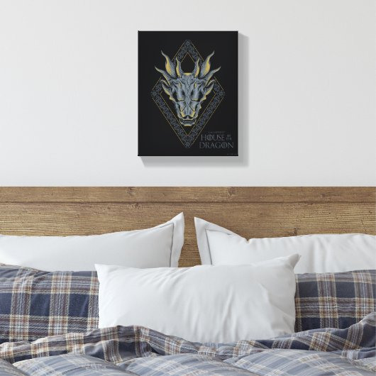 HOSE OF THE DRAGON Balerion Skull Diamond Crest Canvas Afdruk (Insitu (Slaapkamer))