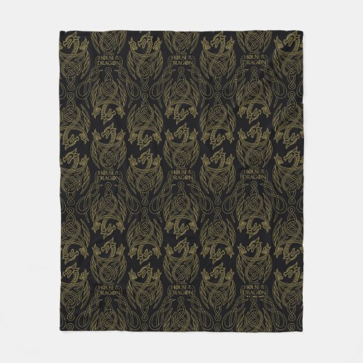HOSE OF THE DRAGON Gold Filigree Dragon Pattern Fleece Deken (Voorkant)