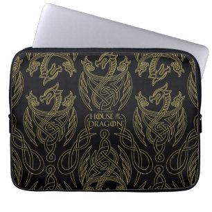 HOSE OF THE DRAGON Gold Filigree Dragon Pattern Laptop Sleeve