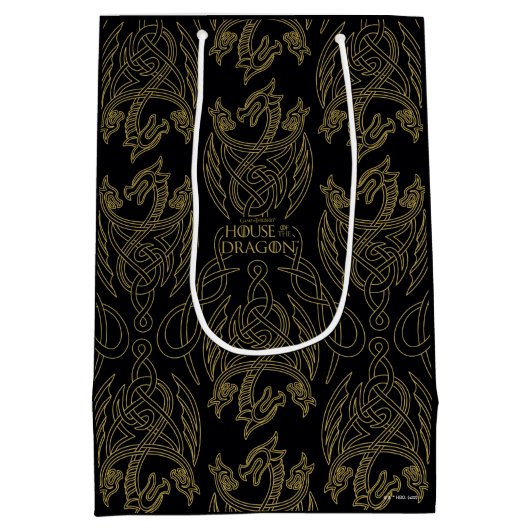 HOSE OF THE DRAGON Gold Filigree Dragon Pattern Medium Cadeauzakje (Achterkant)