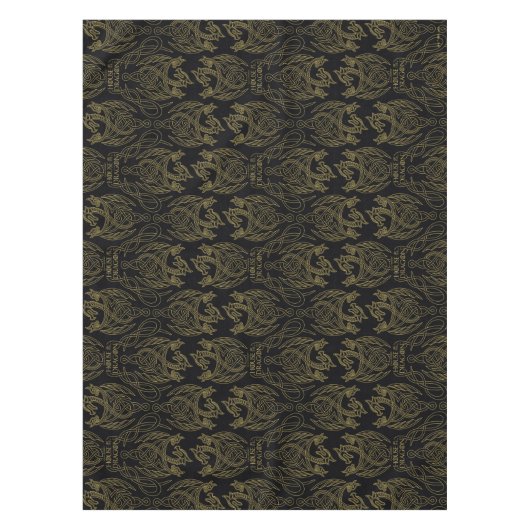 HOSE OF THE DRAGON Gold Filigree Dragon Pattern Tafelkleed (Voorkant)