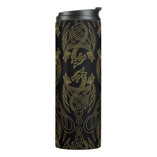 HOSE OF THE DRAGON Gold Filigree Dragon Pattern Thermosbeker (Gedraaid links)