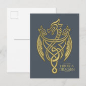HOSE OF THE DRAGON Golden Filigree Dragon Crest Briefkaart (Voorkant / Achterkant)