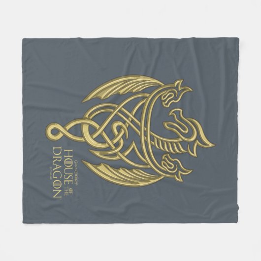HOSE OF THE DRAGON Golden Filigree Dragon Crest Fleece Deken (Voorkant (Horizontaal))