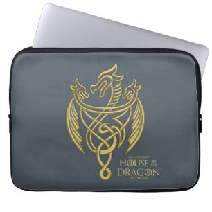 HOSE OF THE DRAGON Golden Filigree Dragon Crest Laptop Sleeve
